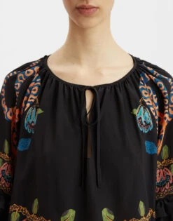 Boho Blouse Eve Black In Crepe De Chine -Gustwillers Clothing Shop TOP0132CRE005EEC01 BL01 4