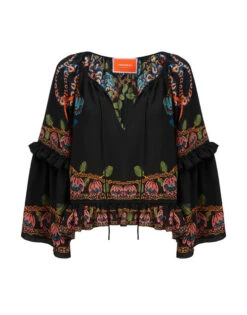 Boho Blouse Eve Black In Crepe De Chine -Gustwillers Clothing Shop TOP0132CRE005EEC01 BL01 5