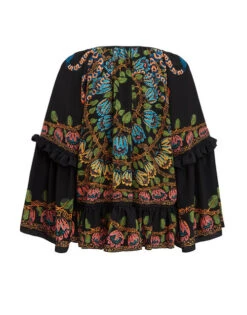 Boho Blouse Eve Black In Crepe De Chine -Gustwillers Clothing Shop TOP0132CRE005EEC01 BL01 6