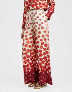Palazzo Pants Haze Placèe Red In Silk Twill -Gustwillers Clothing Shop TRO0003SIL001HAZ01 RE01 2