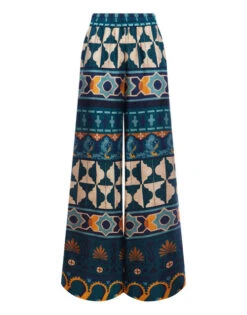 Palazzo Pants Casareale Placèe Emerald In Silk Twill -Gustwillers Clothing Shop TRO0003SIL001REA01 GR04 5