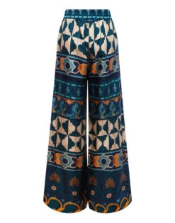 Palazzo Pants Casareale Placèe Emerald In Silk Twill -Gustwillers Clothing Shop TRO0003SIL001REA01 GR04 6