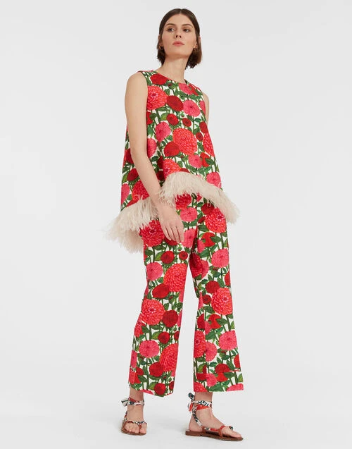 Hendrix Pants Pink Dahlias in Shot Cotton Hendrix Pants Pink Dahlias In Shot Cotton -Gustwillers Clothing Shop TRO0014COT005 DAH0001 0