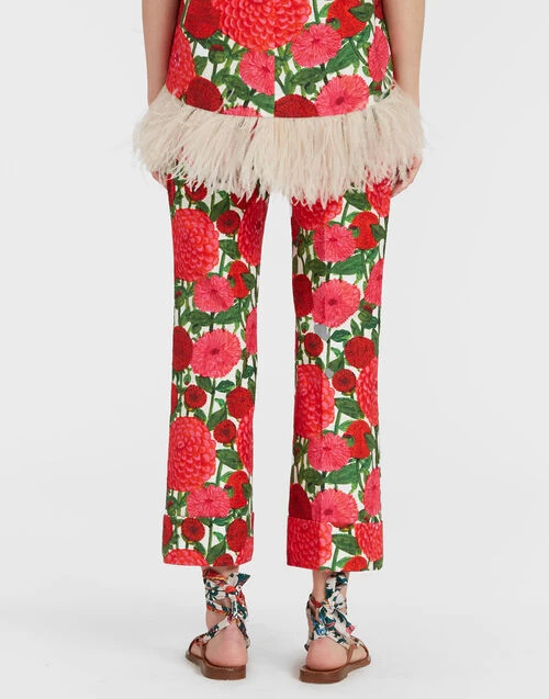 Hendrix Pants Pink Dahlias in Shot Cotton Hendrix Pants Pink Dahlias In Shot Cotton -Gustwillers Clothing Shop TRO0014COT005 DAH0001 1