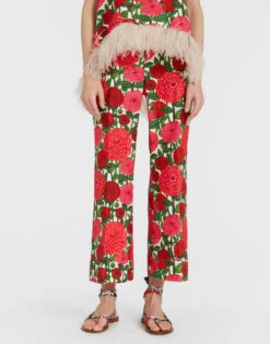 Hendrix Pants Pink Dahlias In Shot Cotton 2 Hendrix Pants Pink Dahlias In Shot Cotton -Gustwillers Clothing Shop TRO0014COT005 DAH0001 2