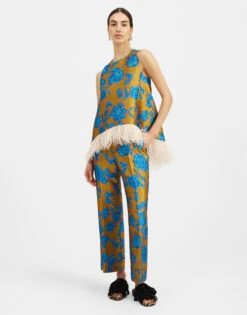 Hendrix Pants Hottie Turquoise In Jacquard -Gustwillers Clothing Shop TRO0014JCQ073HOT02 BU08 3