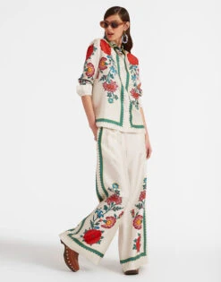 Palazzo Pants Dragonflower Placée Multicolor In Silk Twill 3 Palazzo Pants Dragonflower Placée Multicolor In Silk Twill -Gustwillers Clothing Shop TRO0026SIL001DRE05 MU01 3