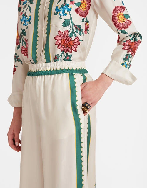 Palazzo Pants Dragonflower Placée Multicolor in Silk Twill Palazzo Pants Dragonflower Placée Multicolor In Silk Twill -Gustwillers Clothing Shop TRO0026SIL001DRE05 MU01 5