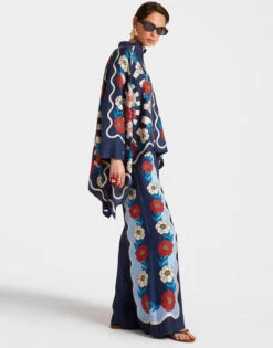 Palazzo Pants Whitsun Placée Blue In Silk Twill -Gustwillers Clothing Shop TRO0026SIL006FSK03 BU03 2