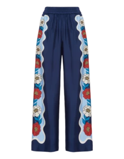 Palazzo Pants Whitsun Placée Blue In Silk Twill -Gustwillers Clothing Shop TRO0026SIL006FSK03 BU03 7
