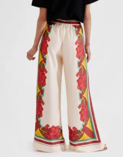 Palazzo Pants Taormina Placée Ivory In Twill Silk -Gustwillers Clothing Shop TRO0026SIL006LRT01 WH04 2