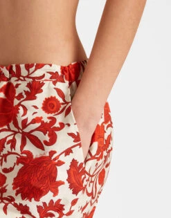 Drawstring Pants Dragonflower Mini Red In Summer Poplin -Gustwillers Clothing Shop TRO0053COT039DRE02 RE01 3