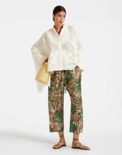 Drawstring Pants Anemone Pink In Twill Silk