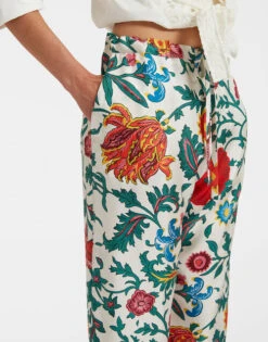 Drawstring Pants Dragonflower Multicolor In Silk Twill -Gustwillers Clothing Shop TRO0053SIL001DRE01 MU01 4