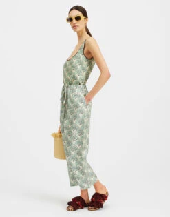 Drawstring Pants Fans Mint In Silk Twill