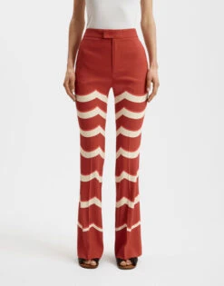 Saturday Night Pants Fans Placée Red In Envers Satin -Gustwillers Clothing Shop TRO0071VIS011FAN03 RE01 2