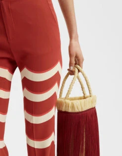 Saturday Night Pants Fans Placée Red In Envers Satin -Gustwillers Clothing Shop TRO0071VIS011FAN03 RE01 3