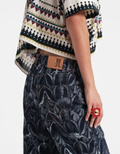 Better Than Your Boyfriend's Jeans Papyrus Navy In Jacquard Denim -Gustwillers Clothing Shop TRO0091DEN007PAY03 BU06