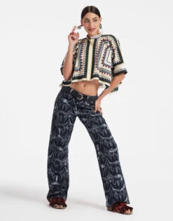 Better Than Your Boyfriend's Jeans Papyrus Navy In Jacquard Denim -Gustwillers Clothing Shop TRO0091DEN007PAY03 BU06 2