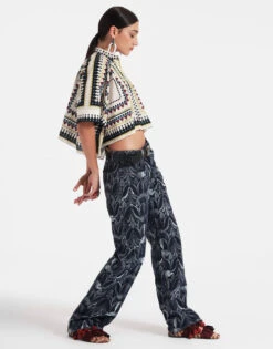 Better Than Your Boyfriend's Jeans Papyrus Navy In Jacquard Denim -Gustwillers Clothing Shop TRO0091DEN007PAY03 BU06 3