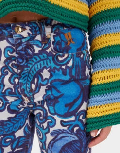 Fancy Crop Jeans (With Feathers) Anemone In Denim -Gustwillers Clothing Shop TRO0097DEN001ANE01 BU03 4