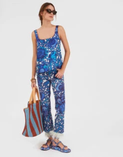 Fancy Crop Jeans (With Feathers) Anemone In Denim -Gustwillers Clothing Shop TRO0097DEN001ANE01 BU03 6