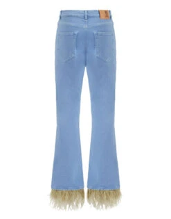 Fancy Crop Jeans (With Feathers) Light Blue In Denim -Gustwillers Clothing Shop TRO0097DEN001SOLID BU01 7