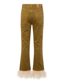 Fancy Crop Jeans Khaki In Denim With Feathers 5 Fancy Crop Jeans Khaki In Denim With Feathers -Gustwillers Clothing Shop TRO0097DEN008SOLID GR07 5