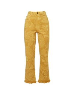 Fancy Crop Jeans Sicomore Yellow In Laser-Printed Denim With Fringe 4 Fancy Crop Jeans Sicomore Yellow In Laser-Printed Denim With Fringe -Gustwillers Clothing Shop TRO0108DEN001SIC03 OR06 4