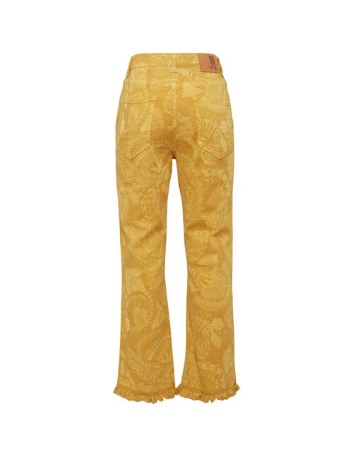 Fancy Crop Jeans Sicomore Yellow in Laser-Printed Denim With Fringe Fancy Crop Jeans Sicomore Yellow In Laser-Printed Denim With Fringe -Gustwillers Clothing Shop TRO0108DEN001SIC03 OR06 5