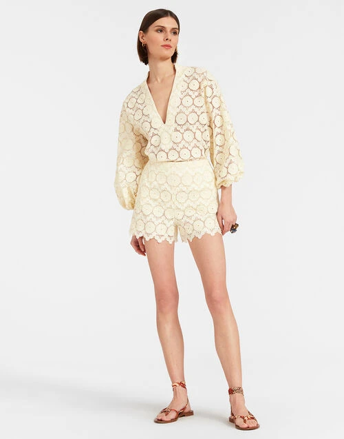 Margarita Shorts Evil Eye Ivory in Macrame Margarita Shorts Evil Eye Ivory In Macrame -Gustwillers Clothing Shop TRO0112EMB032EVI01 WH04 0