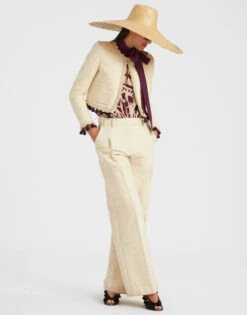 Loose Pants Creamy In Jacquard