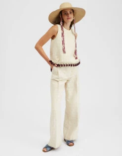 Loose Pants Creamy In Jacquard -Gustwillers Clothing Shop TRO0113JCQ076CRA01 WH03 3