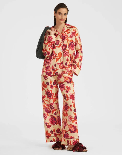 Pajama Pants Hottie Cream in Silk Twill Pajama Pants Hottie Cream In Silk Twill -Gustwillers Clothing Shop TRO0116SIL001HOT01 WH03 3