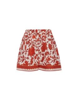 Pull-Up Shorts Dragonflower Mini Red In Summer Poplin -Gustwillers Clothing Shop TRO0117COT039DRE02 RE01 5