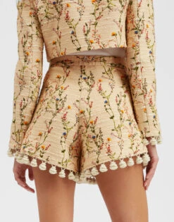 Playa Shorts Primavera Cream In Tweed With Tassels -Gustwillers Clothing Shop TRO0124COT051PRI01 WH03 2