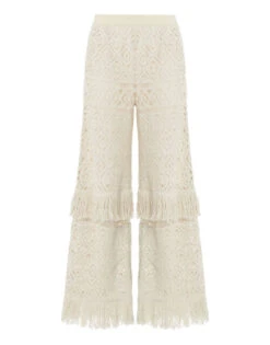 Lacey Palazzo Pants Plaza Cream In Macramé -Gustwillers Clothing Shop TRO0125JCQ080PLA03 WH03 7