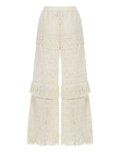 Lacey Palazzo Pants Plaza Cream In Macramé -Gustwillers Clothing Shop TRO0125JCQ080PLA03 WH03 8