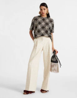 Lacey House T-Shirt Mini Tiles Black In Macramé -Gustwillers Clothing Shop TSH0035JCQ077MIT01 BL01 3