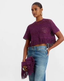 Lacey La Scala Tee Plaza Purple In Macramé