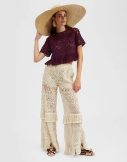 Lacey La Scala Tee Plaza Purple In Macramé -Gustwillers Clothing Shop TSH0043JCQ080PLA03 PU01 3