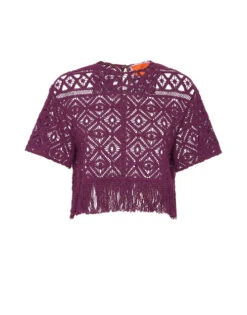 Lacey La Scala Tee Plaza Purple In Macramé -Gustwillers Clothing Shop TSH0043JCQ080PLA03 PU01 5