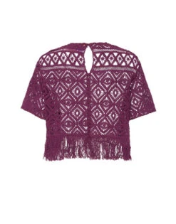 Lacey La Scala Tee Plaza Purple In Macramé -Gustwillers Clothing Shop TSH0043JCQ080PLA03 PU01 6