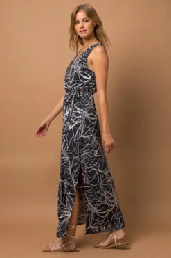 Tie Waist Maxi Dress -Gustwillers Clothing Shop Tie Waist Maxi Dress GREY 2 38305.1710519644