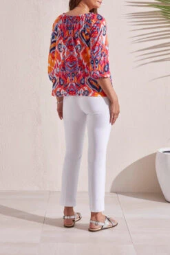 Tribal 3/4 Sleeve Peasant Top -Gustwillers Clothing Shop Tribal 3 4 Sleeve Peasant Top POPPYRED 3 17617.1712760277