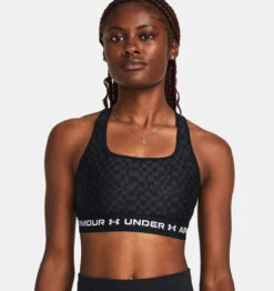 Under Armour UA® Mid Crossback Printed Sports Bra -Gustwillers Clothing Shop UA Mid Crossback Printed Sports Bra BLACK 2 25554.1710522353