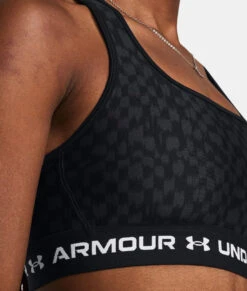 Under Armour UA® Mid Crossback Printed Sports Bra -Gustwillers Clothing Shop UA Mid Crossback Printed Sports Bra BLACK 4 58058.1710522357