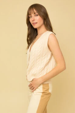 Vneck Cable Sweater Vest -Gustwillers Clothing Shop Vneck Cable Sweater Vest CREAM 3 05994.1711564438