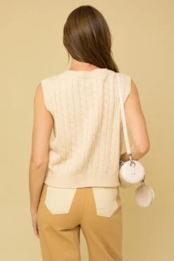 Vneck Cable Sweater Vest -Gustwillers Clothing Shop Vneck Cable Sweater Vest CREAM 4 63738.1711564438