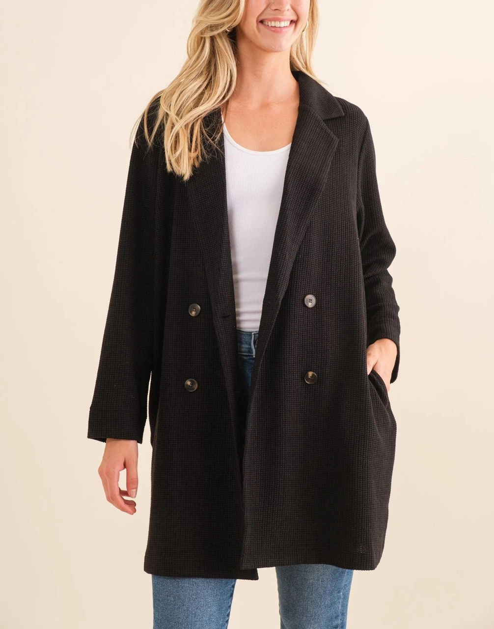 Cozy Co Waffle Knit Long Cardigan Cozy Co Waffle Knit Long Cardigan -Gustwillers Clothing Shop Waffle Knit Long Cardigan S 1 36975.1710524598